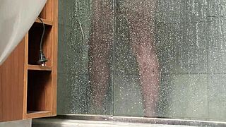 bbw sneaks a fat pussy rub in steamy shower