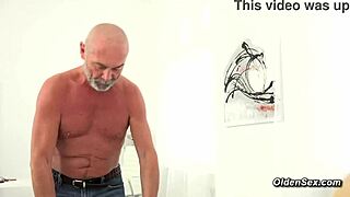 Blonde teen 18+ strokes and sucks old grandpa's cock until mouthful cumshot.