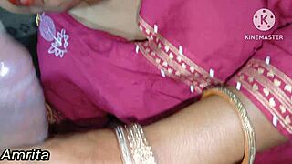 so this hot indian desi sister-in-law sneaks into the bathroom with her step-brother-in-law for some steamy first-time fucking on the bed while hubby's away