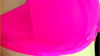 Aussie housewife flashes perfect big tits in hot pink lingerie exhibitionist style