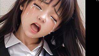ai crafted young japanese schoolgirls in uniforms squirt from intense clit play