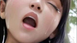 ai crafted young japanese schoolgirls in uniforms squirt from intense clit play