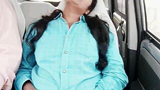 Uncle, your teen niece's big boobs bounce while dirty talking in car romance?