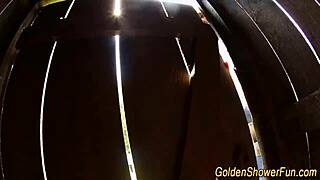 babe gets jizzed then pisses golden shower outdoors in hd fetish fun 💦😈