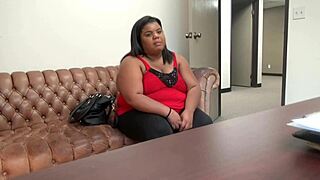 ow fuck this thick ebony bbw peaches screams in pain as massive white cock brutally stretches her fat ass in casting