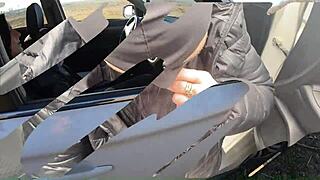 wanna see this curvy slut deepthroat outdoors risky public blowjob cumshot?