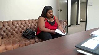 ow fuck this thick ebony bbw peaches screams in pain as massive white cock brutally stretches her fat ass in casting