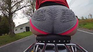 big ass biker wife flashes curves on gopro motorcycle ride pt 2