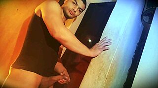 struggling to lift that massive muscular bodybuilder cock hard against the wall