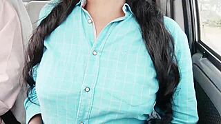 Uncle, your teen niece's big boobs bounce while dirty talking in car romance?