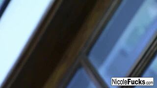 sexy masseuse nicole slicks trina's oiled bubble butt for lesbian pussy play