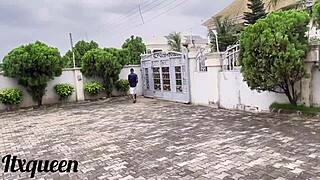 Giant African Cock Gardener Dominates Submissive Black Amateur in Garden: Bent Over Doggystyle to Squirting Missionary