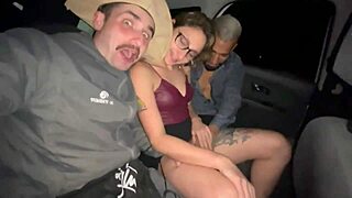 Blonde Loirinha Takes Two Cocks in Tight Pussy Car Ride