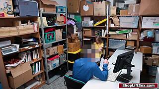 petite teen shoplifter drilled hard in office then freed