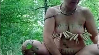 wanna see this bound french milf slave shamed outdoors doggystyled in forest?