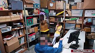 petite teen shoplifter drilled hard in office then freed