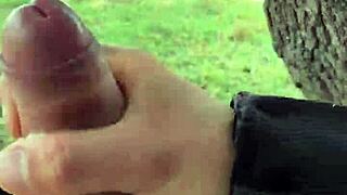 pulling out huge cock under pants outdoors waiting for eyes on it