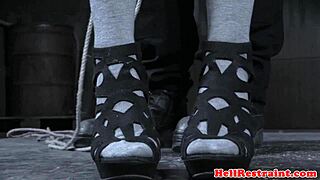 How bad does this bound waxed sub crave her maledom's whipping on tattooed ass?