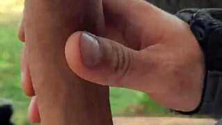 pulling out huge cock under pants outdoors waiting for eyes on it