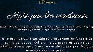 Mat�s begs vendeuses for mercy during public french humiliation outdoors