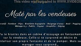 Mat�s begs vendeuses for mercy during public french humiliation outdoors