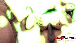 Lita Phoenix and Kyler Crow pound interracial anal double penetration wildly