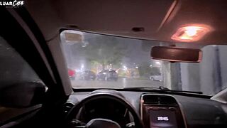 Blonde brazilian couple stops on street for public car swingers blowjob with crossdressing hubby!!