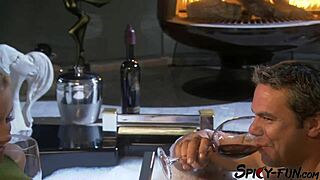 Blonde girlfriend's body drenched in hot cum spray from lover