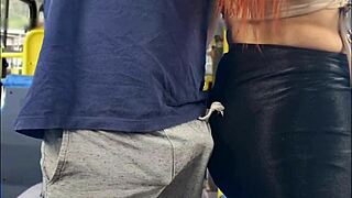 Hot student in miniskirt gets fucked hard by stranger on crowded bus