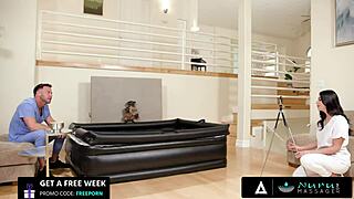 Sexy tattooed ritchie teaches oiled nuru massage with pussy riding demo