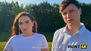 Hunt4k. Cuckold Watches Girlfriend Pound Old Friend's Cock Outdoors!