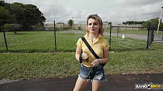 Evie christian flashes titties for cash hops on bang bus takes petite anal pounding from big cock