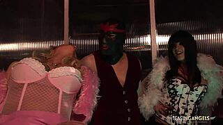 Man these three gorgeous babes are going crazy sharing and sucking those hard cocks together!!