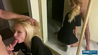 blonde babe spreads legs wide MOANS as big cock BANGS her tight pussy doggystyle pov