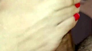 her sexy pierced nipples harden during my dirty footjob leading to closeup creampie finish