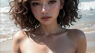 Girls with curly hair get wild beach sex in this hot teen tits compilation