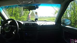 girlfriend loses bet sucks stranger's huge cock in forest ends in epic facial