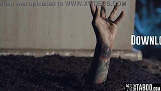 Petite redhead milf joins brunette in hairy ghost foursome rough pounding