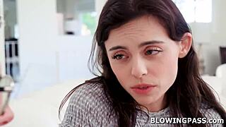 stepdad's monster cock chokes teen's deepthroat while practicing blowjob gagging