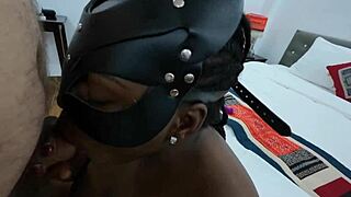 black wife vibes her wet pussy then sloppy sucks big black cock in hotel