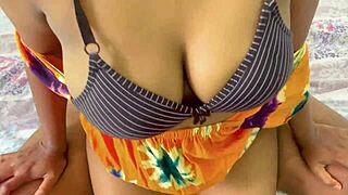 desi indian teen's big tits bounce in romantic hardcore pussy fuck missionary rough