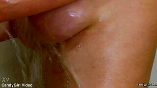 emily addison shaves her smooth pussy in steamy shower