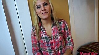 BLONDE KINKY COED BAILEY STRIPS AND SWALLOWS MASSIVE CUMLOAD