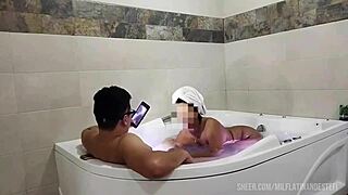 stepnephew slips into milf's steamy shower while husband stays away