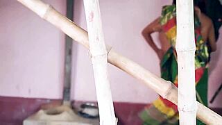 indian bhabhi sneaks outdoor fuck with devar in village dirt, hindi moans