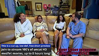 Genesis spreads shaved pussy wide in first humiliating gyno exam?