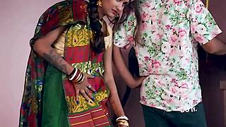 indian bhabhi sneaks outdoor fuck with devar in village dirt, hindi moans