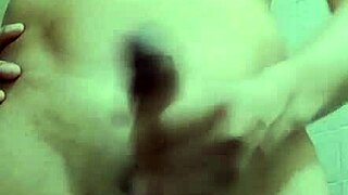 flaco strokes his monster cock in work bathroom solo