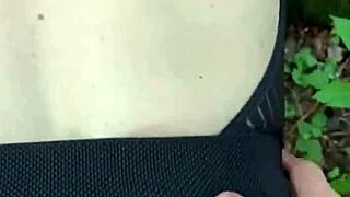 Milf bends big ass over in forest for homemade doggystyle pounding and facial