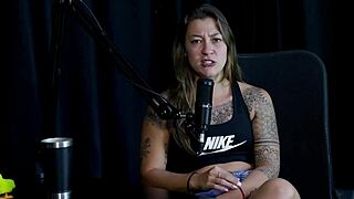 safada stripper flor de damiana shows huge tits, admits trans crush and first time loss on sheer red